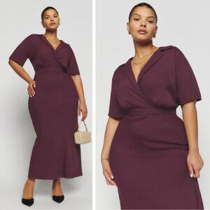 Reformation Danika Midi Dress Prune Red Wedding Party Modest Business Casual